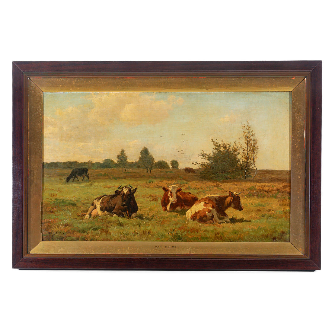 Emile Van Damme-Sylva (Belgian 1853-1935) Cows In A Meadow