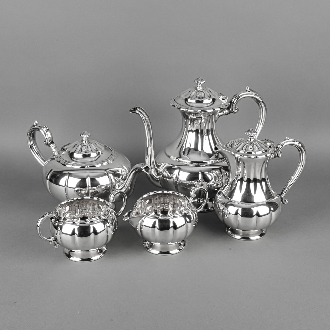 BIRKS Primrose Plate Melon 357 Silver Plate Tea & Coffee Service 6pcs