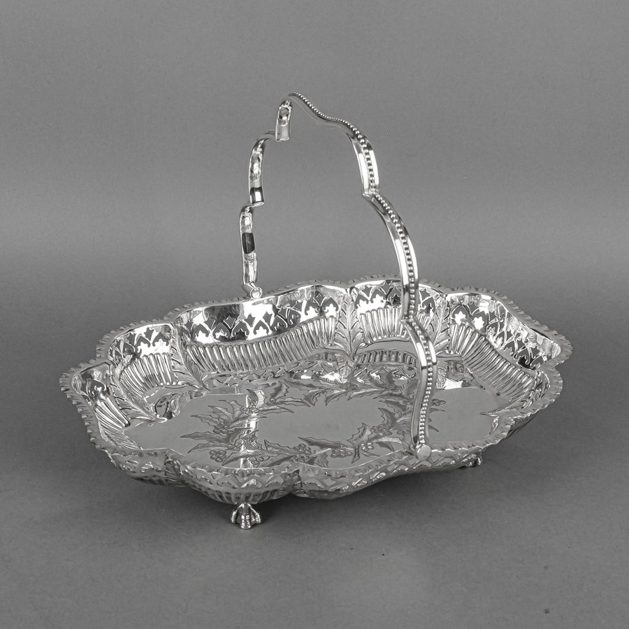COOPER BROS Silverplate Pierced Footed Basket
