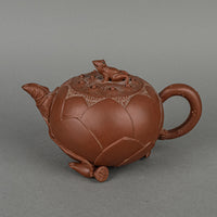 Asian Red Clay Teapot - Figural Frog Lid