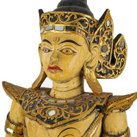Thai Style Painted Wooden Figure Seated Buddha