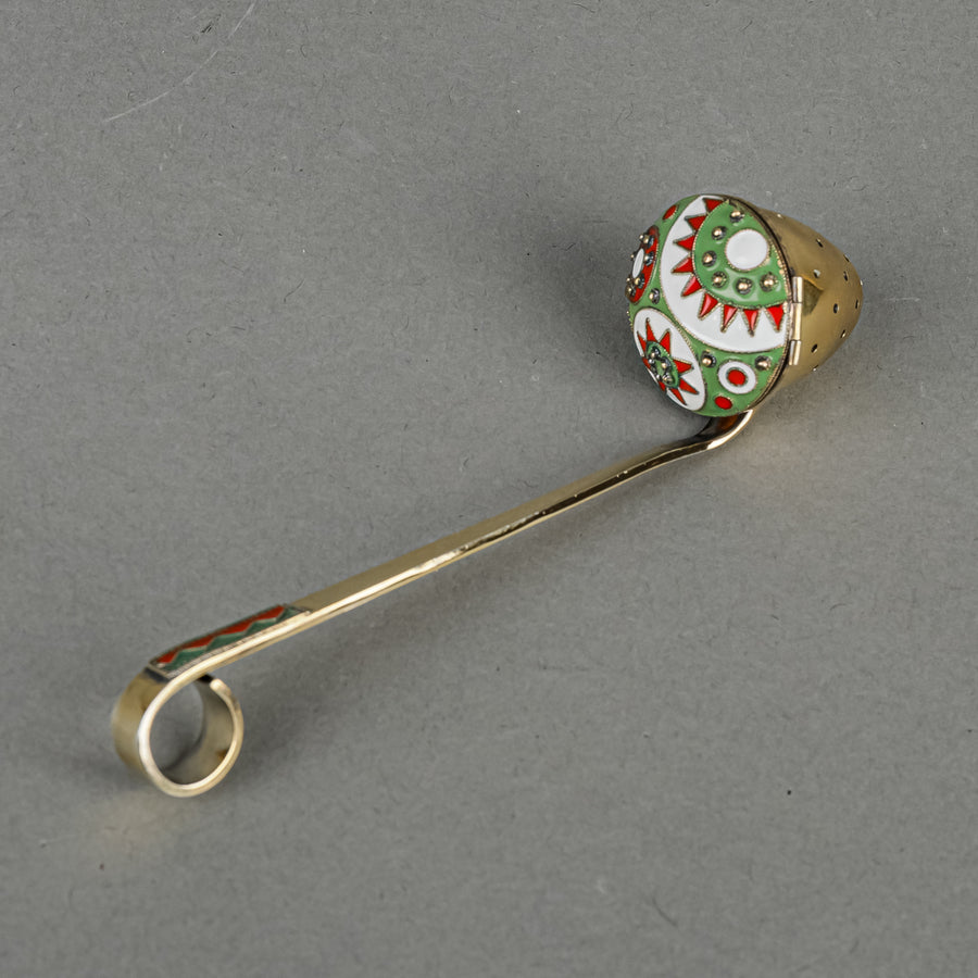 Russian 916 Silver With Enamel Vermeil Tea Stainer