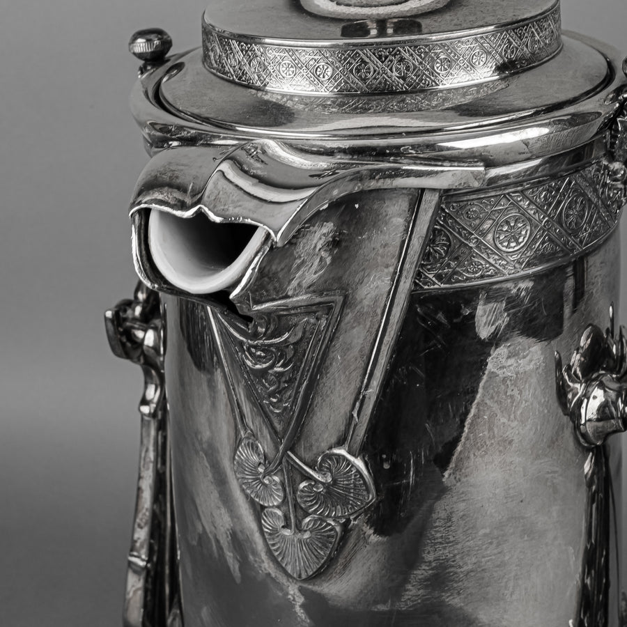 REED & BARTON Silver Plate Tilting Water Jug & Stand
