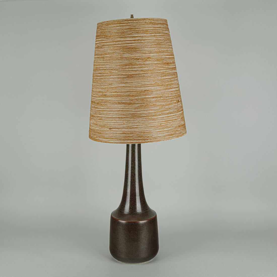 BOSTLUND Brown Ceramic Lamp w/Fiberglass & Jute Shade