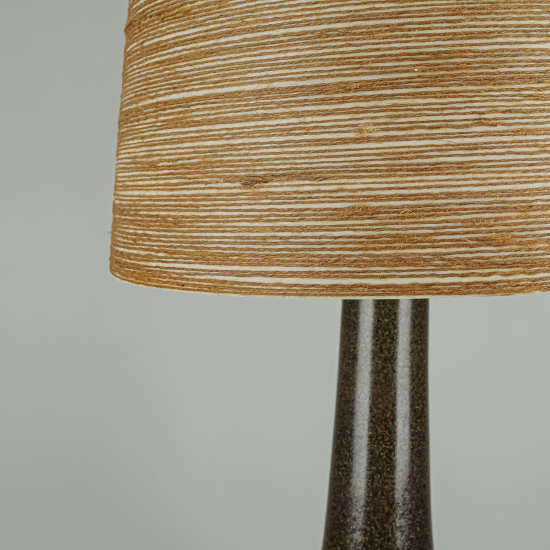 BOSTLUND Brown Ceramic Lamp w/Fiberglass & Jute Shade
