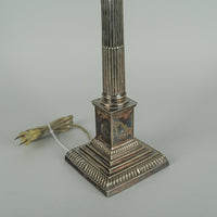 Vintage Silver Plate & Crystal Column Lamp