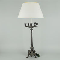 Vintage Bronze Napoleon III Style Candelabrum Lamp With Shade