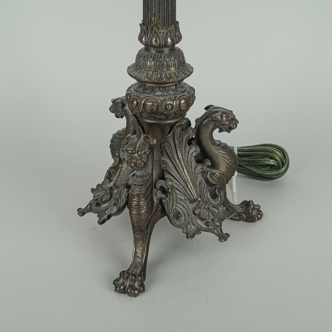 Vintage Bronze Napoleon III Style Candelabrum Lamp With Shade