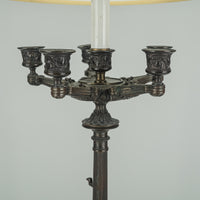 Vintage Bronze Napoleon III Style Candelabrum Lamp With Shade