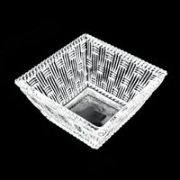 TIFFANY & CO Basket Weave Square Crystal Bowl