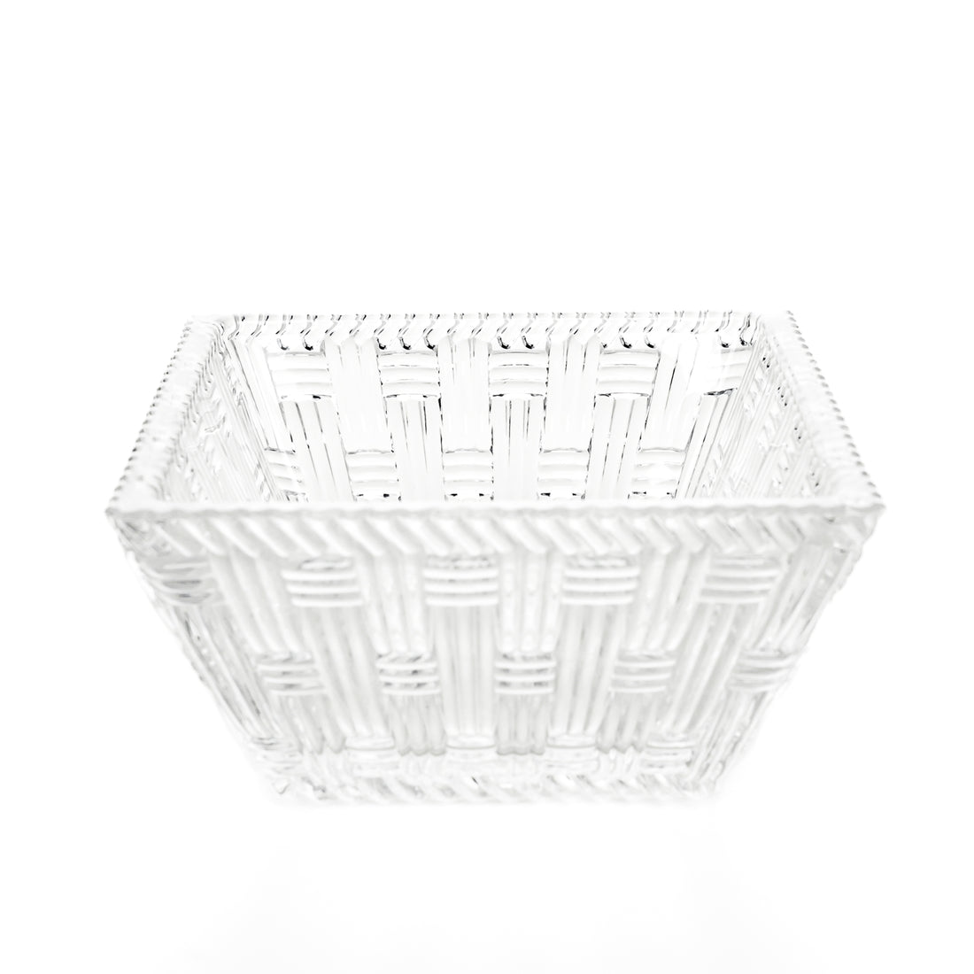 TIFFANY & CO Basket Weave Square Crystal Bowl