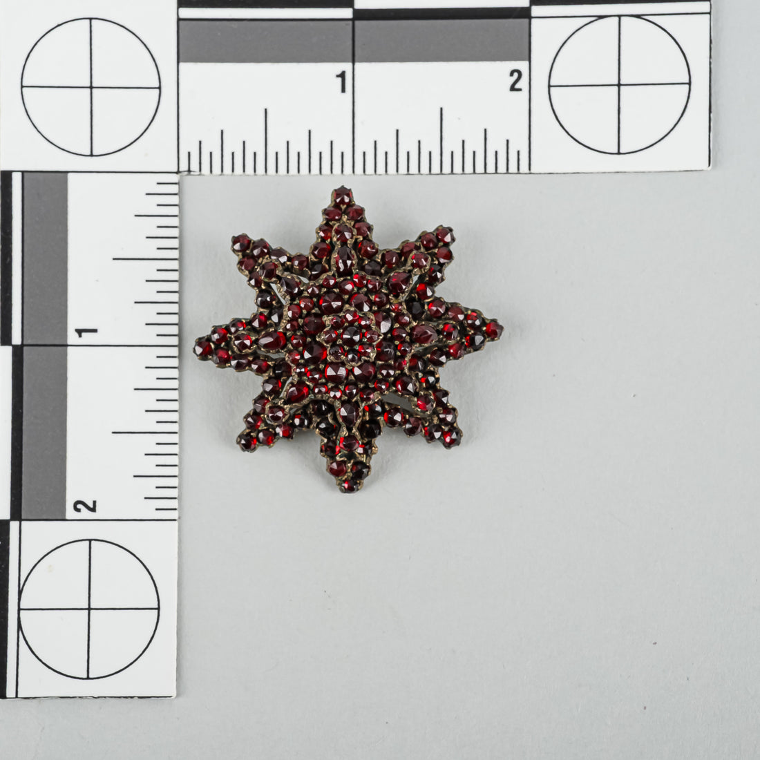 Vintage Brass Alloy Bohemian Garnet Star Brooch