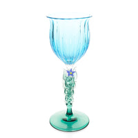 EDWARD ROMAN Art Glass Wine Goblet Blue