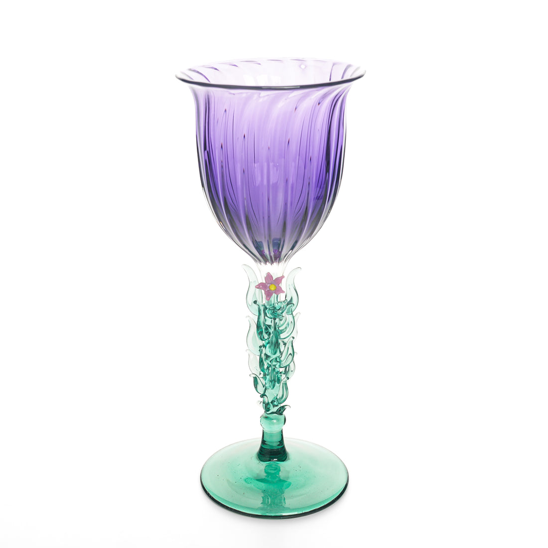 EDWARD ROMAN Art Glass Wine Goblet Purple