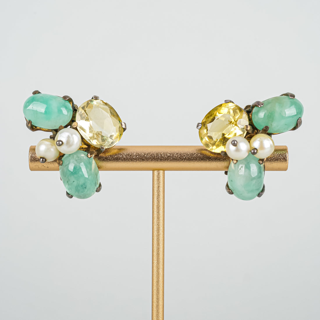 ANN'ELL Sterling Silver With Faux Emerald Citrine And Pearl Set