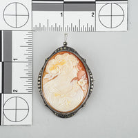 GEBRUDER GLOEKLER 800 Silver And Marcasite Cameo Brooch