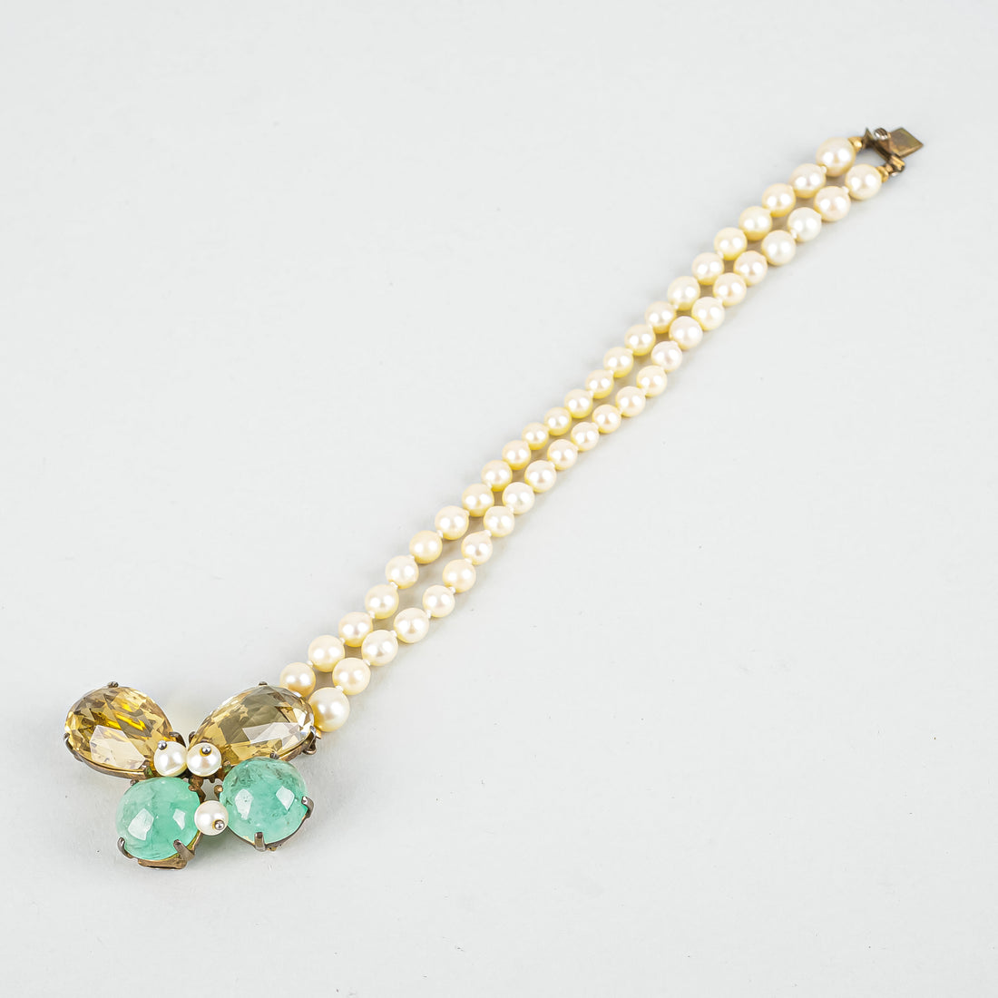 ANN'ELL Sterling Silver With Faux Emerald Citrine And Pearl Set