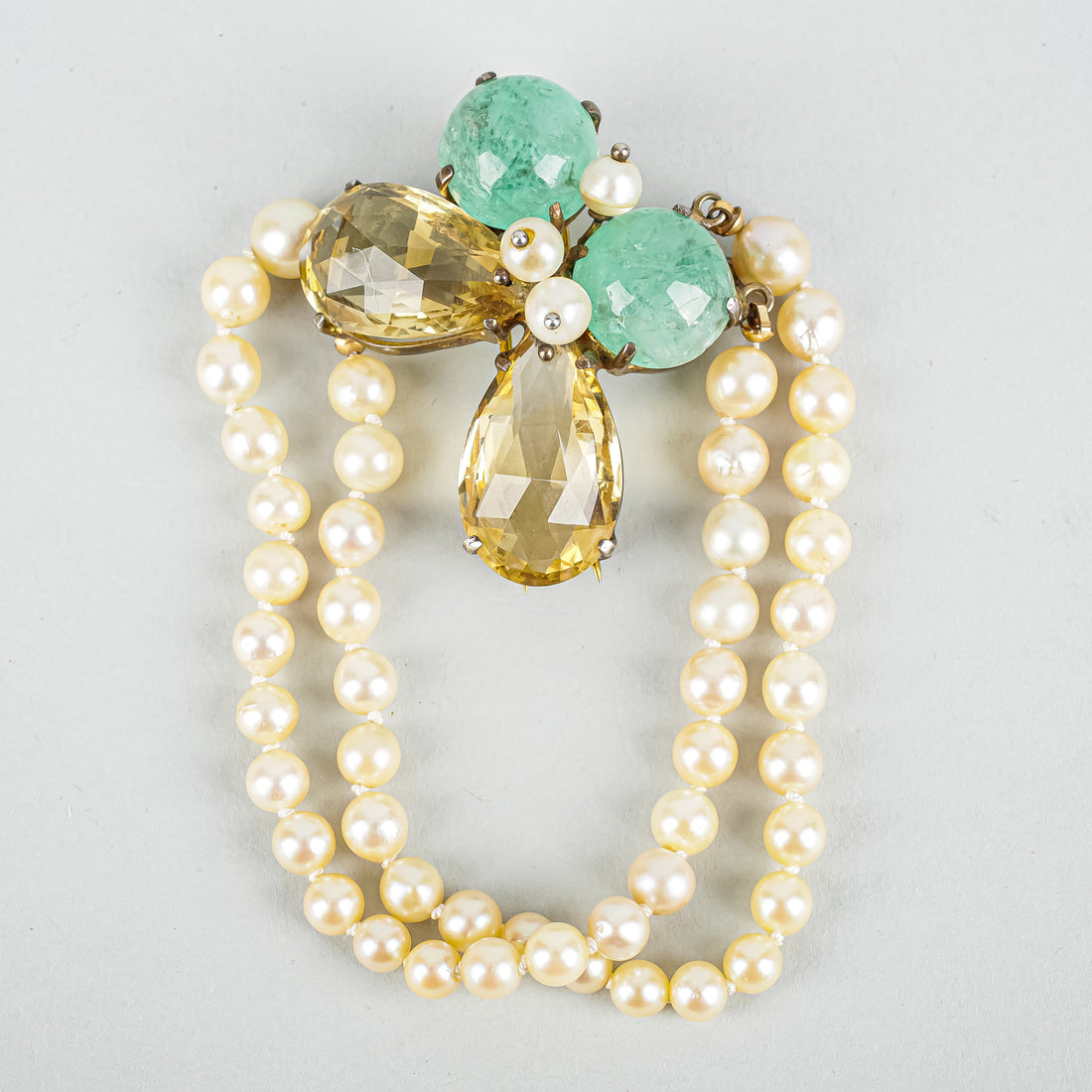 ANN'ELL Sterling Silver With Faux Emerald Citrine And Pearl Set