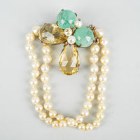 ANN'ELL Sterling Silver With Faux Emerald Citrine And Pearl Set