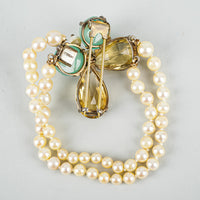 ANN'ELL Sterling Silver With Faux Emerald Citrine And Pearl Set