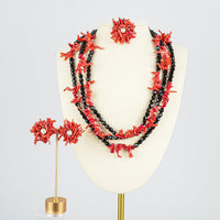 COPPOLA E TOPPO Black Glass Beads And Faux Coral Set