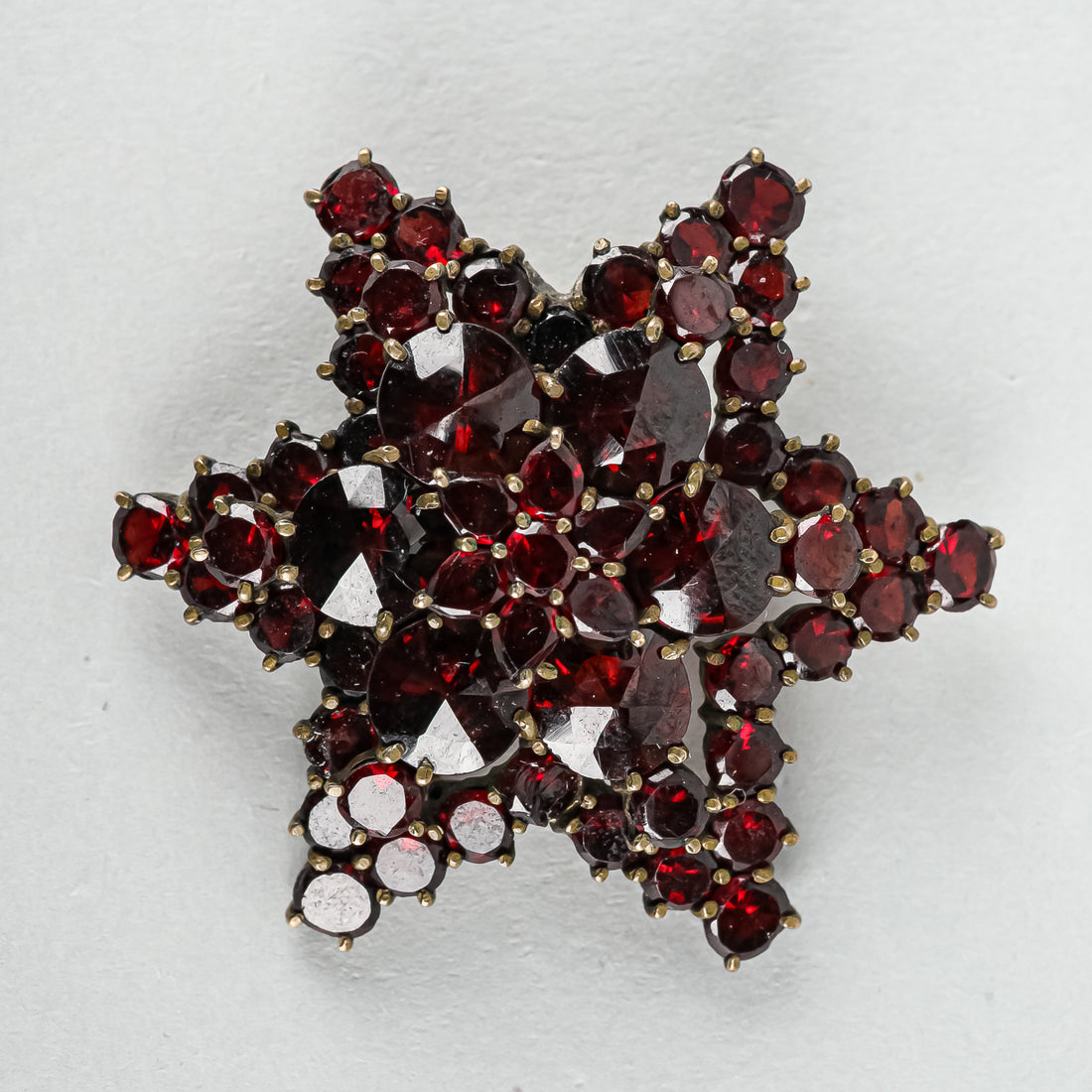 Brass Alloy Bohemian Garnet Star Brooch