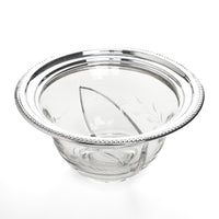 INTERNATIONAL SILVER Sterling Silver Rim Etched Glass Divided Bowl S71