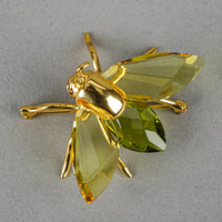 DANIEL SWAROVSKI Gold Tone Green Crystal Moth