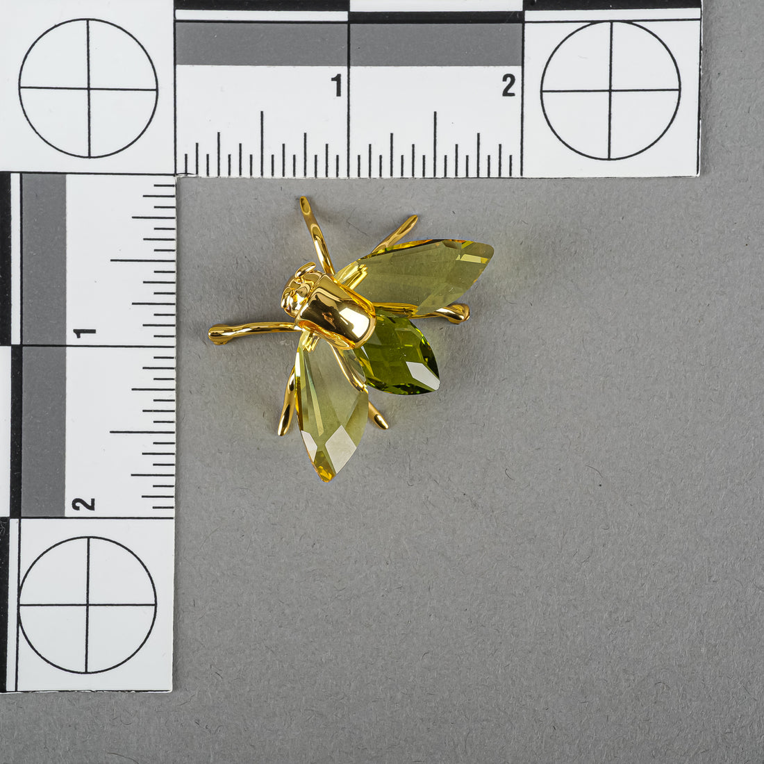 DANIEL SWAROVSKI Gold Tone Green Crystal Moth
