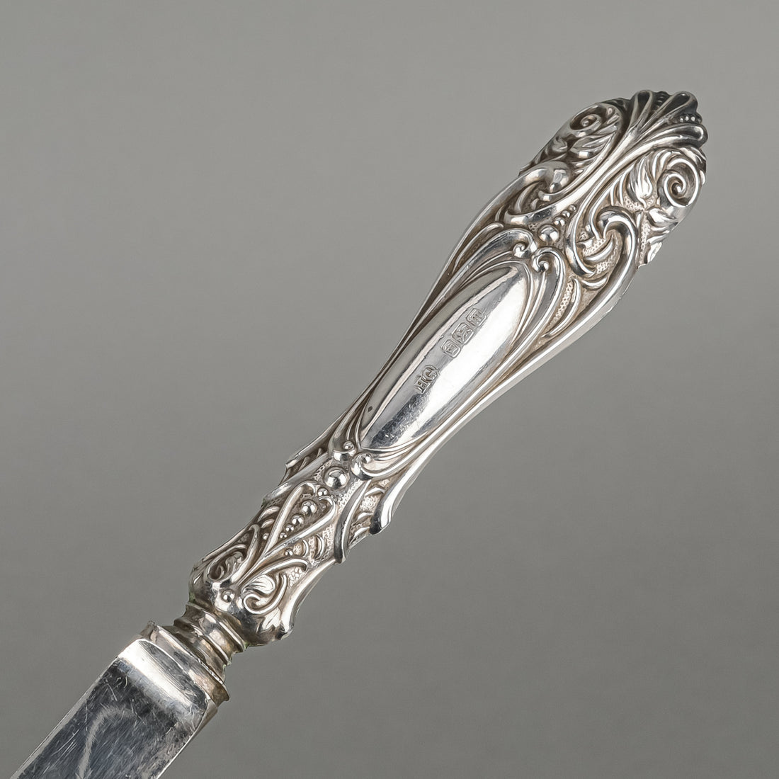 HENRY GREAVES Sterling Handle Silverplate Knives Set Of 6 - Boxed