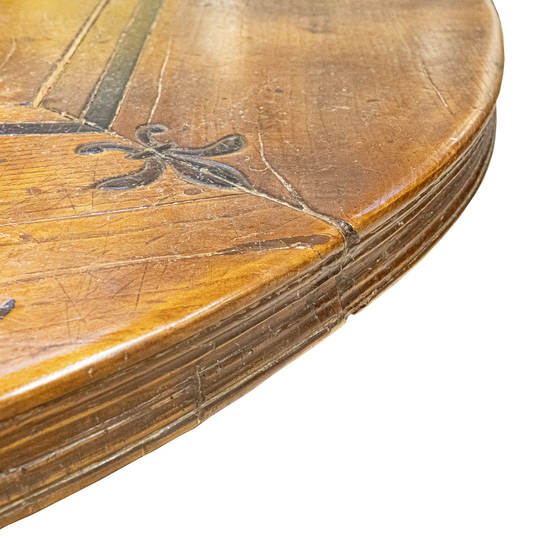 Vintage Renaissance Style Oak Oval Table With Fleur-de-Lis