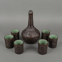 Dee Martin Six Nations Kanyengeh Pottery Decanter And Cups - 8 Pieces