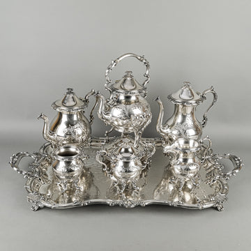 GOLDFEDER SILVERWARE CO Silver Plate Tea & Coffee Service w/Tray 10pcs