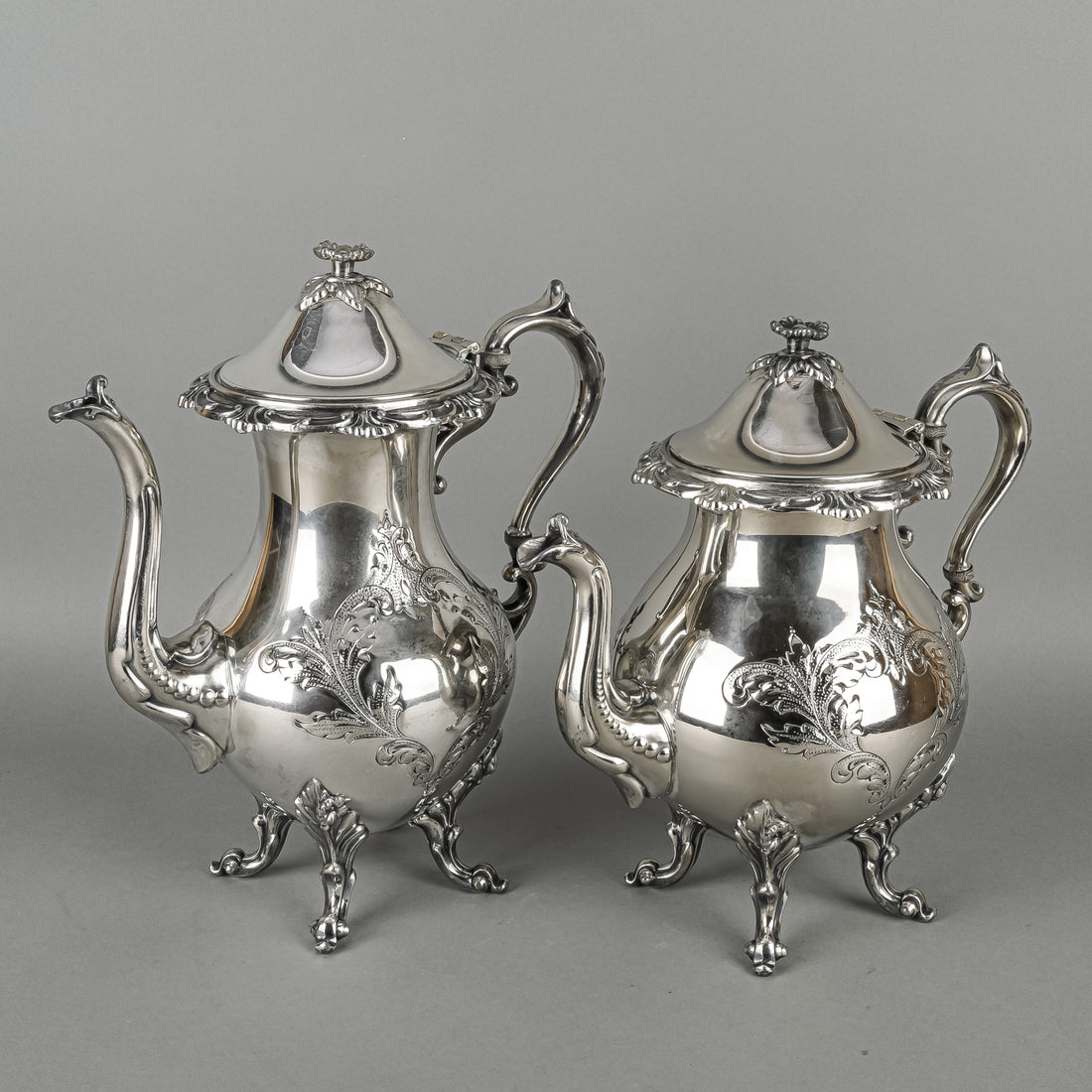 GOLDFEDER SILVERWARE CO Silver Plate Tea & Coffee Service w/Tray 10pcs