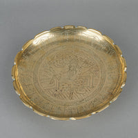 Chinese Etched Brass Footed Dish