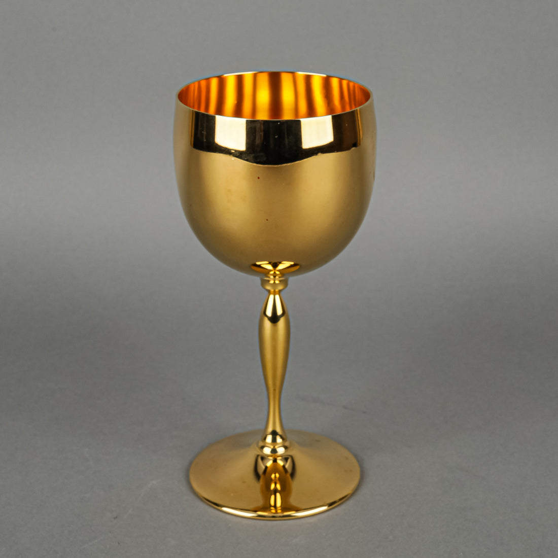 VIKING PLATE Gold Plated Wine Glasses/Goblets Set of 8