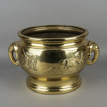 Asian Brass Planter With Elephant Handles