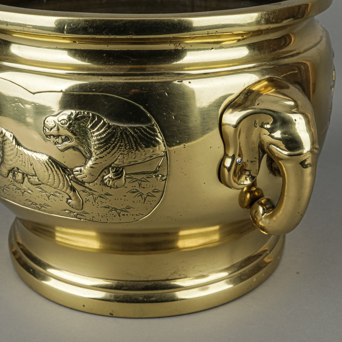 Asian Brass Planter With Elephant Handles