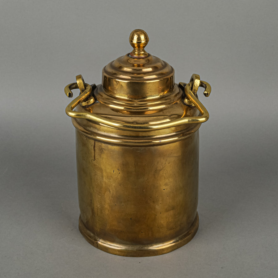 Vintage Brass Lidded Canister With Handle