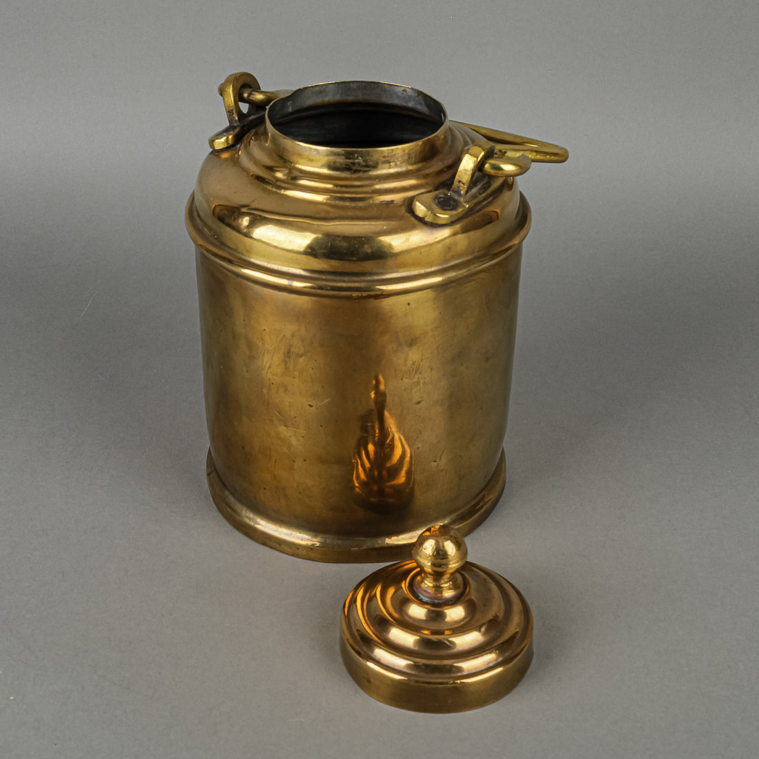 Vintage Brass Lidded Canister With Handle