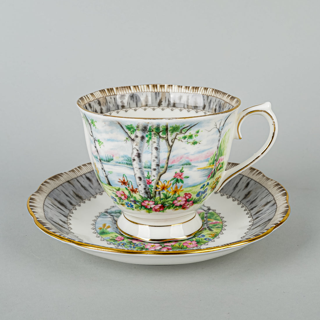 ROYAL ALBERT Silver Birch Tea Set 26 Pieces