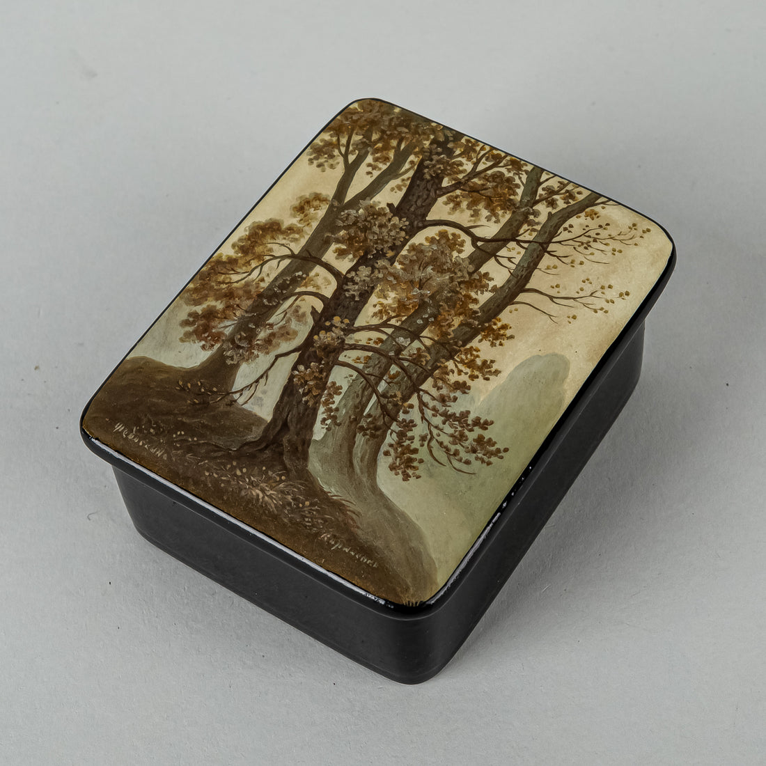 Russian Lacquer Hinge Box - Trees