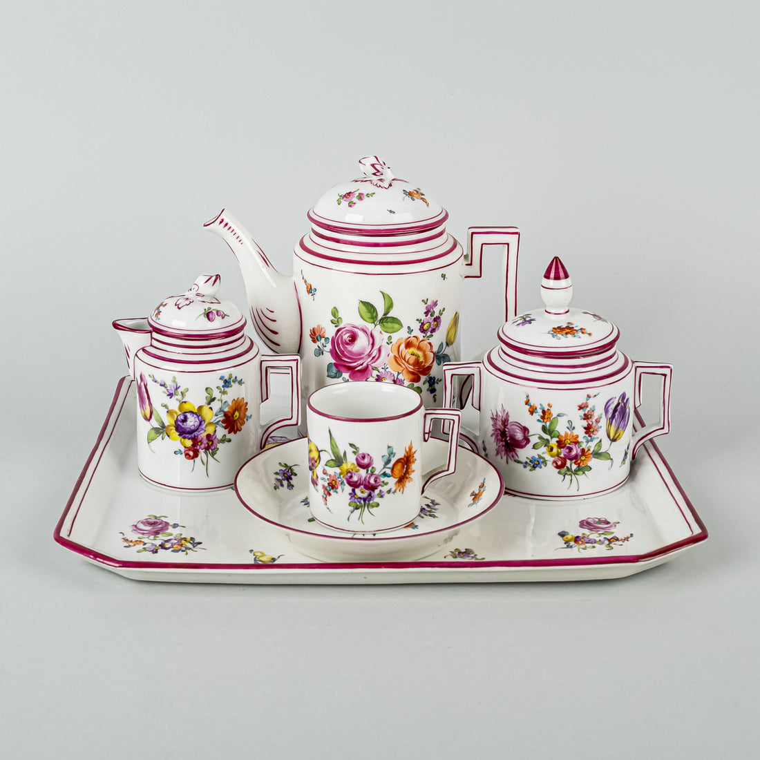 Vintage Hand Painted Vienna Porcelain Coffee Set - 9 Pieces
