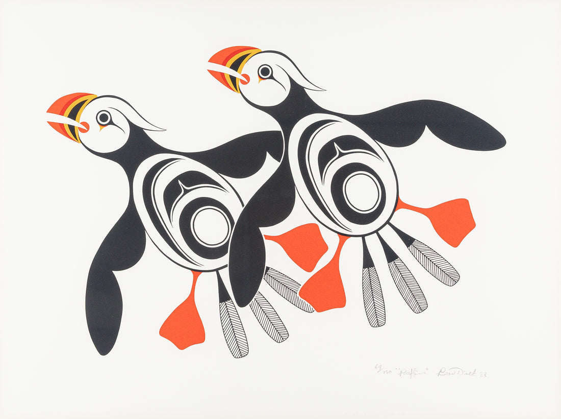 Beau Dick (Kingcome Inlet BC 1955-2017) "Puffins" Silkscreen/Serigraph on paper