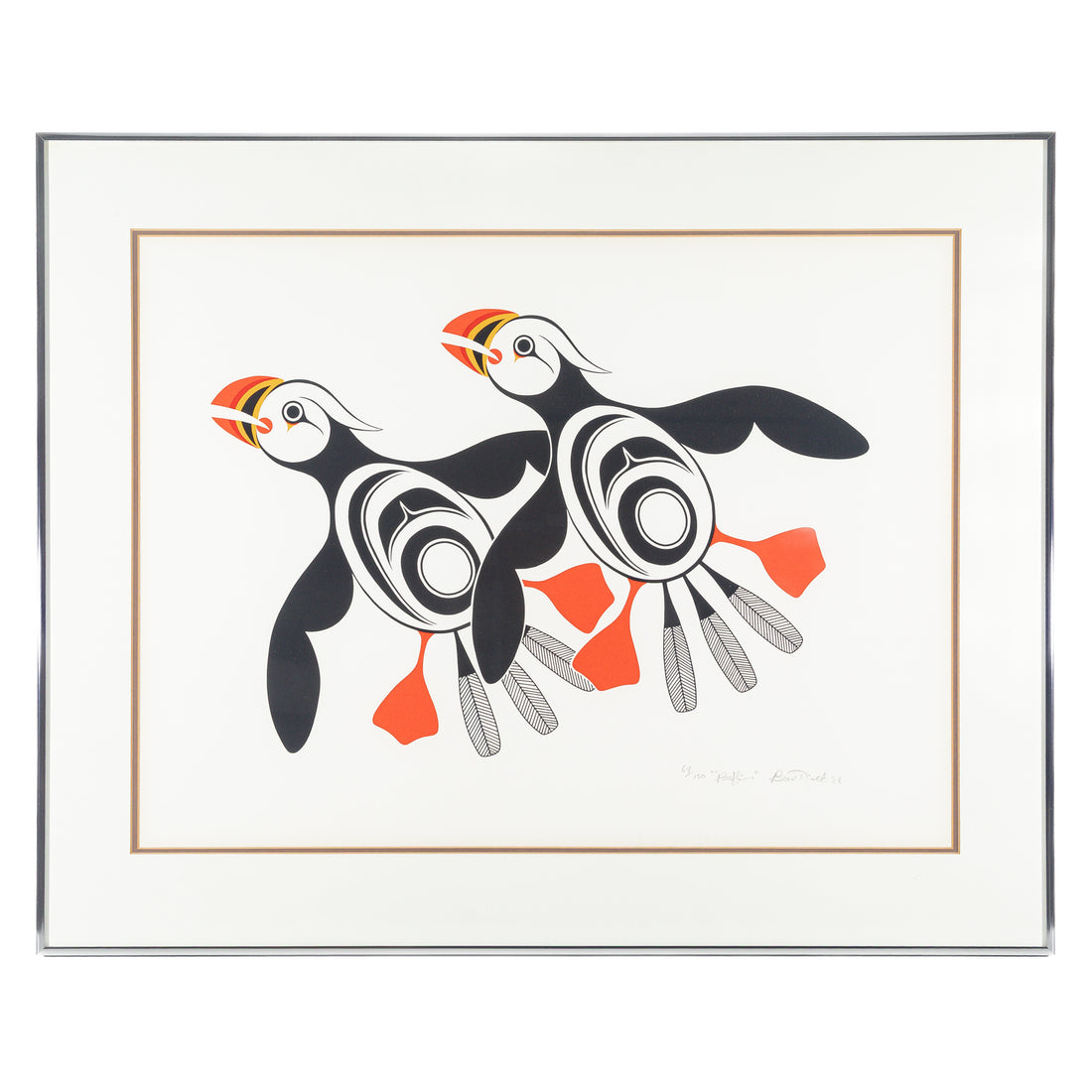 Beau Dick (Kingcome Inlet BC 1955-2017) "Puffins" Silkscreen/Serigraph on paper