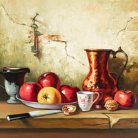 C. Laskaris, Still Life With Fruit And Nuts - Oil on Canvas
