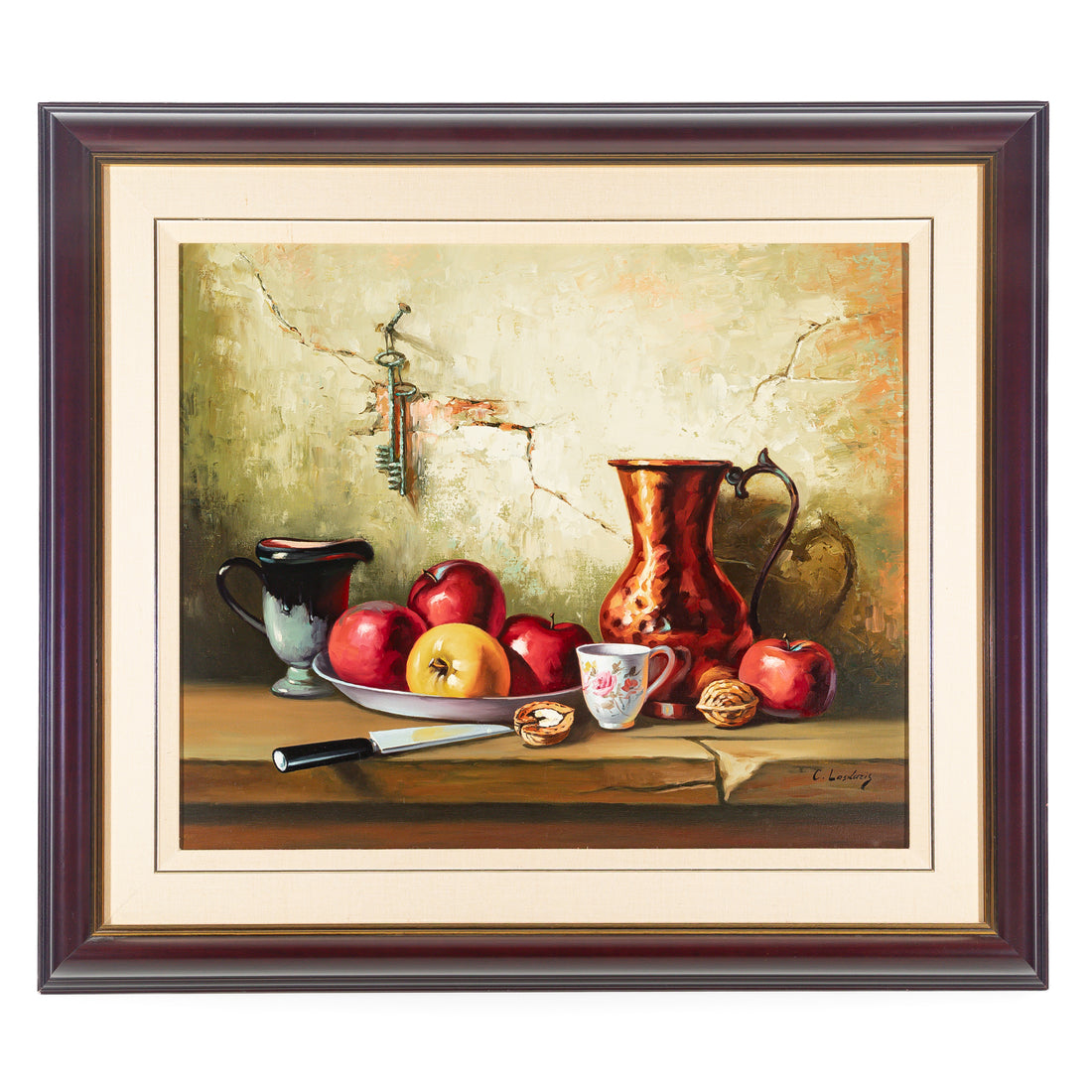 C. Laskaris, Still Life With Fruit And Nuts - Oil on Canvas