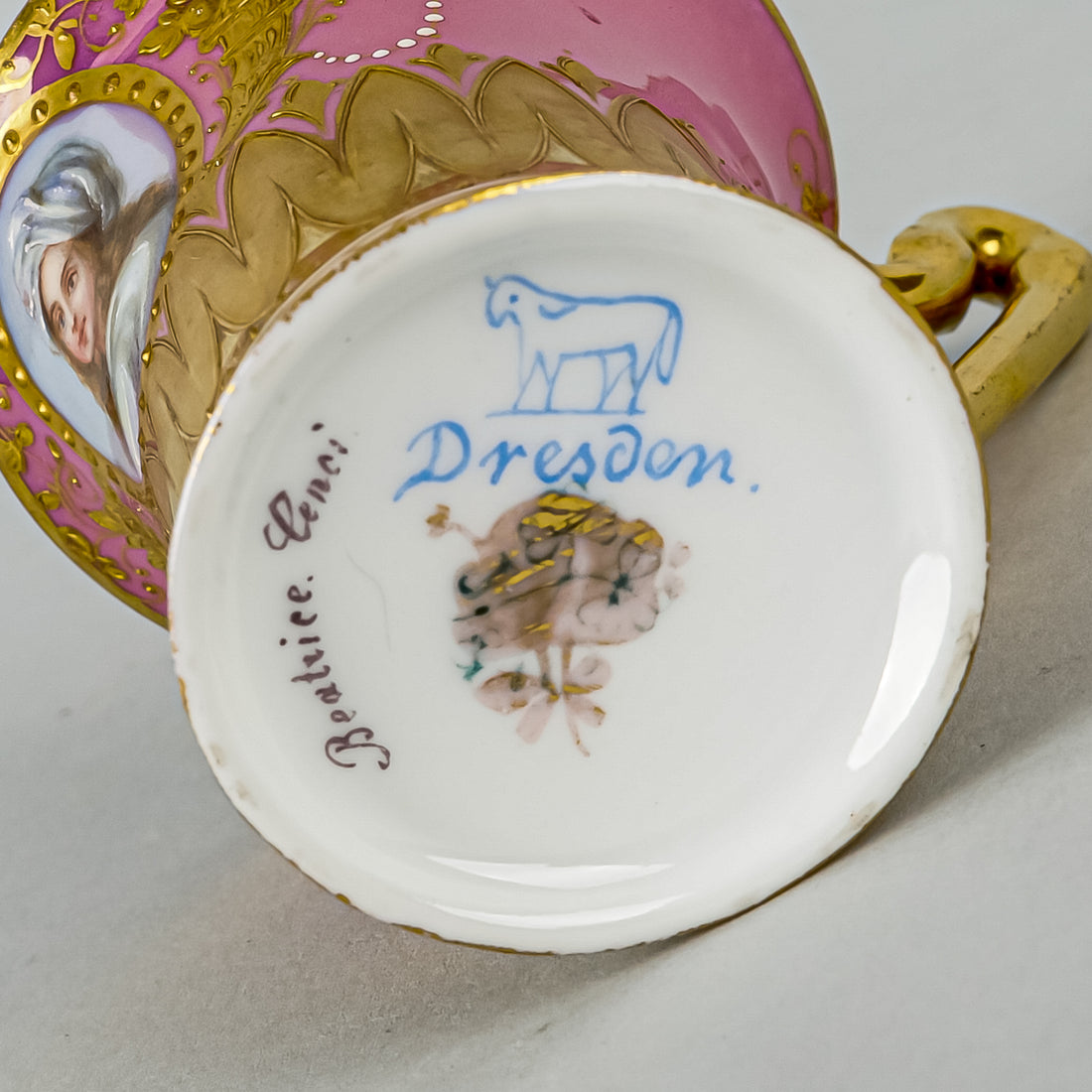 AMBROSIUS LAMM DRESDEN Empire Cup & Saucer - Beatrice Cenci