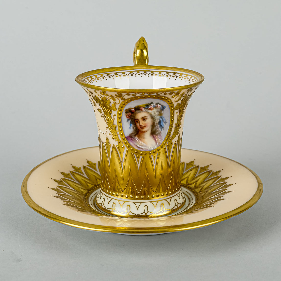 AMBROSIUS LAMM DRESDEN Empire Cup & Saucer - Lamballe