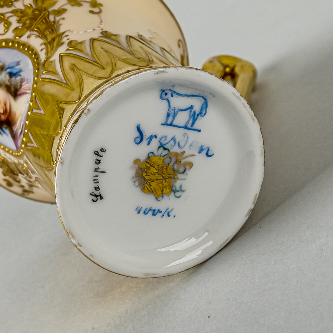 AMBROSIUS LAMM DRESDEN Empire Cup & Saucer - Lamballe